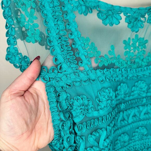 NWT Anthropologie Yoana Baraschi New Light Embroidered Teal Turquoise Dress 14 - Picture 6 of 16